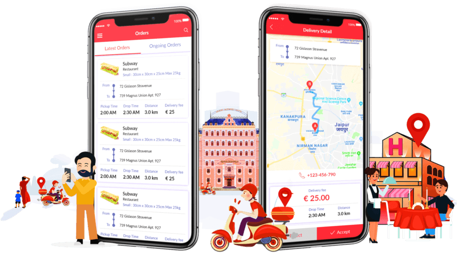 Key app features like menu browsing, ordering, and tracking