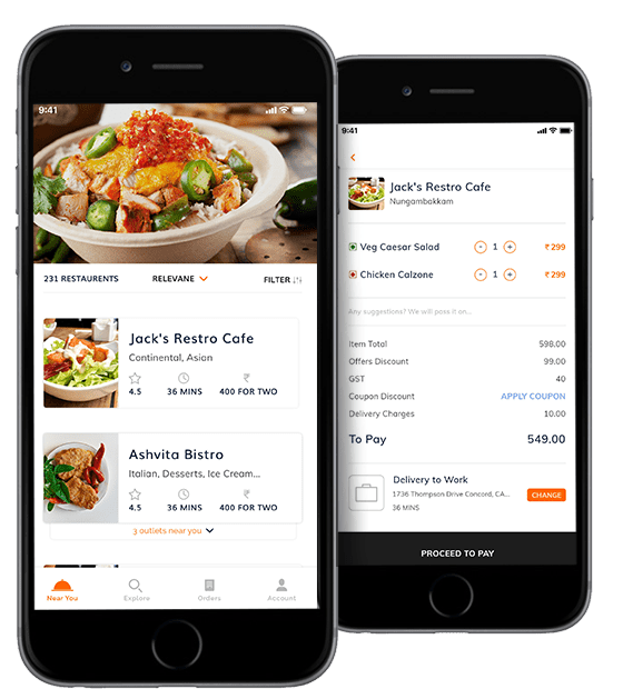 Zomato style food app discount and offer screen