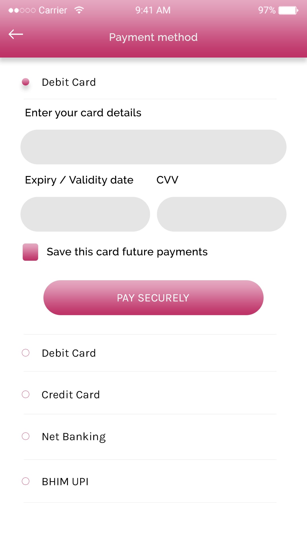Mobile Wallet App User Interface
