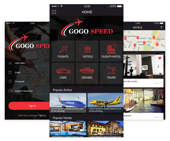 Employee travel booking dashboard interface