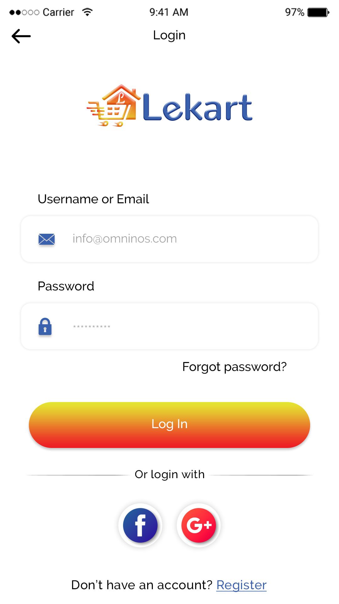 Vendor Dashboard Screen 1