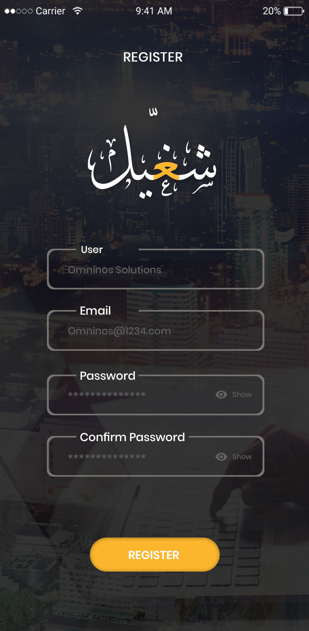 Freelancer and Client Registration Screen in Upwork Clone App