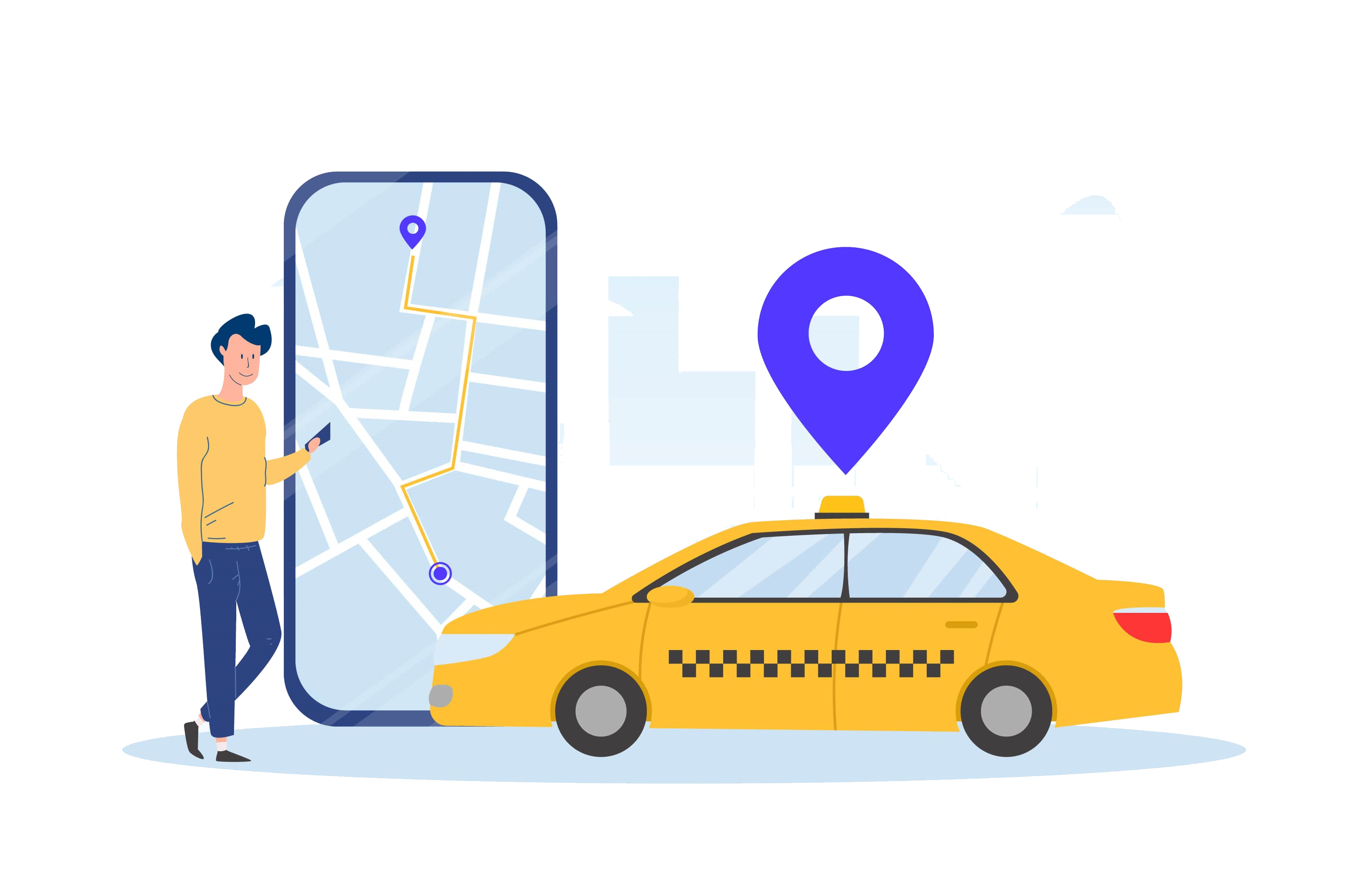  Premium Taxi Booking App Vector Illustration
