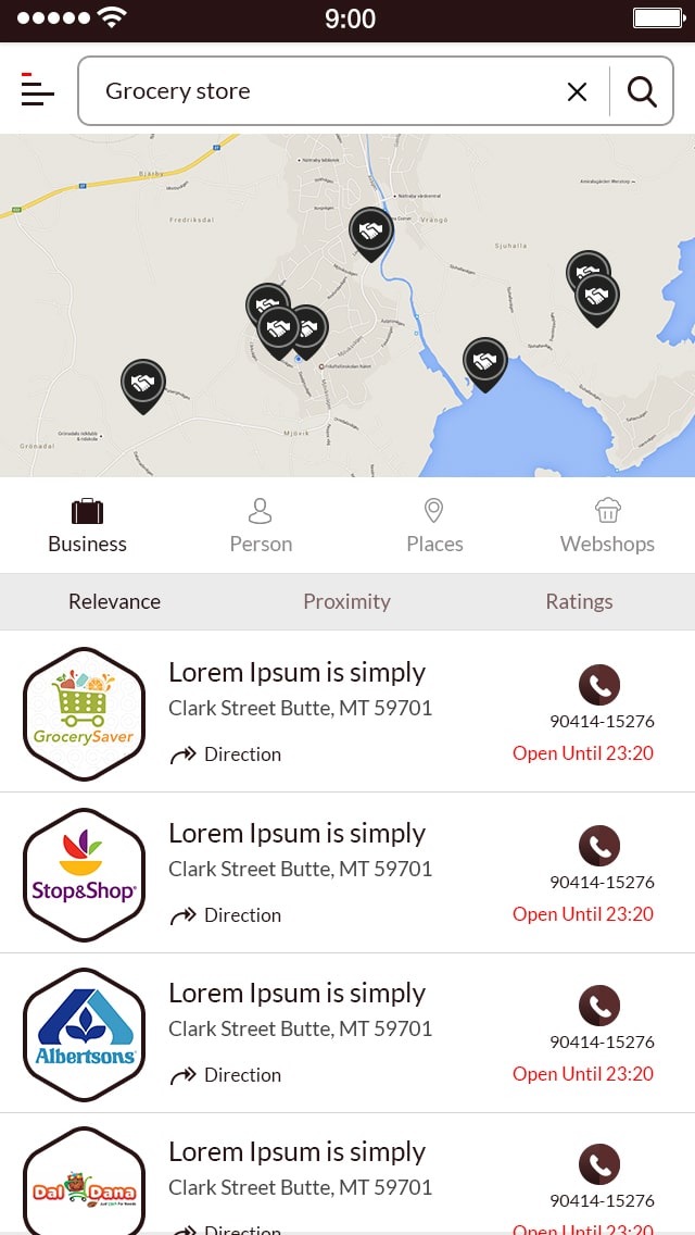  Yelp clone app showing verified business badges