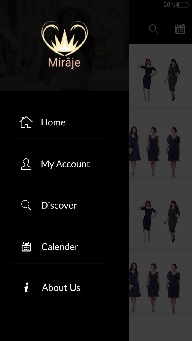 Product detail screen with sizes, colors, and add to cart
