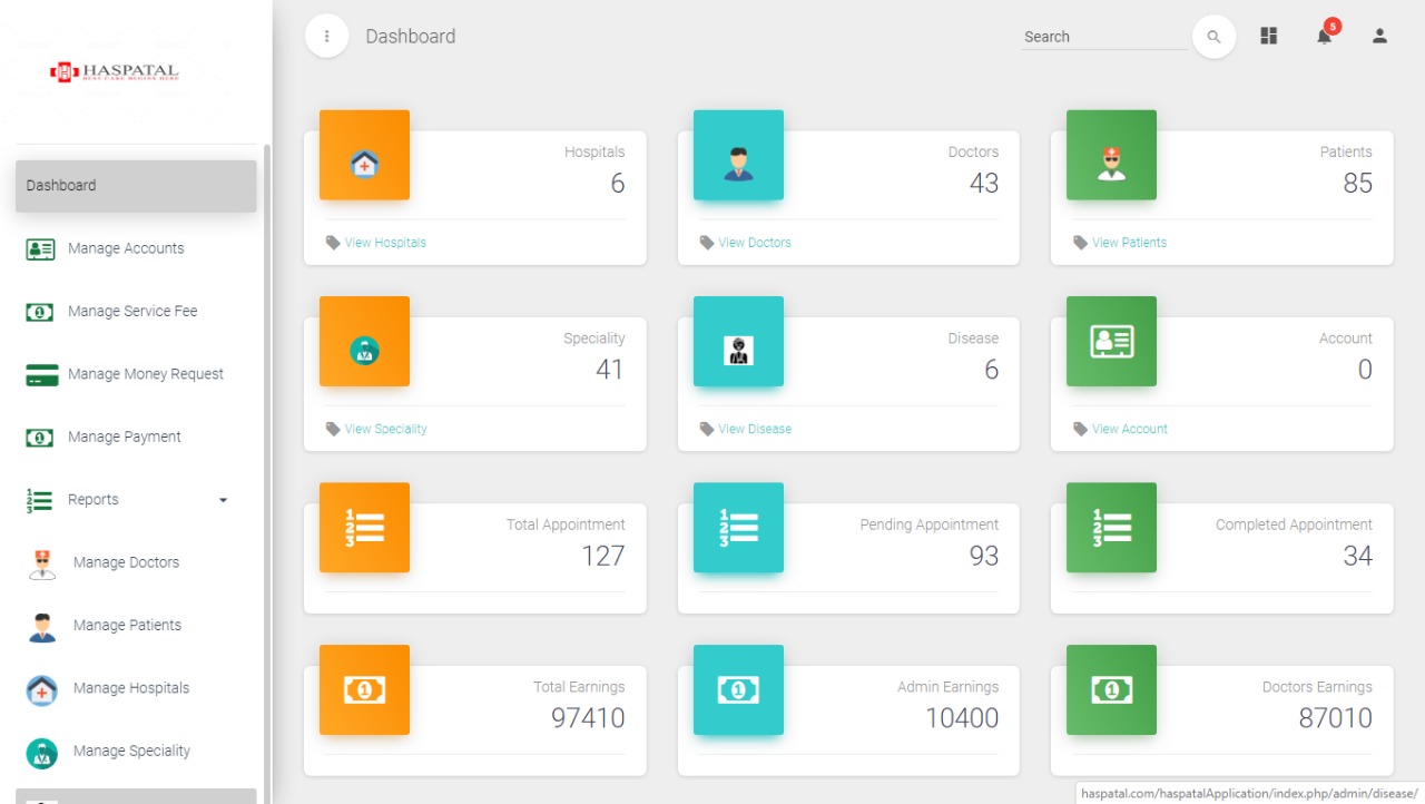 Hospital Admin Dashboard Management Panel
