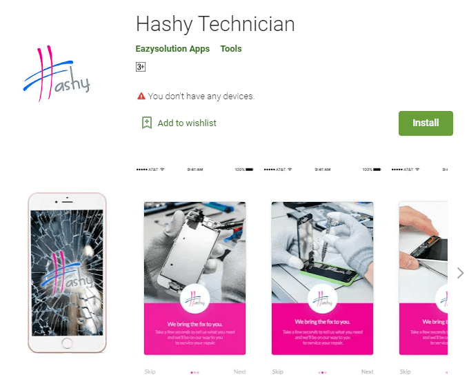 Hashy Technician App Example