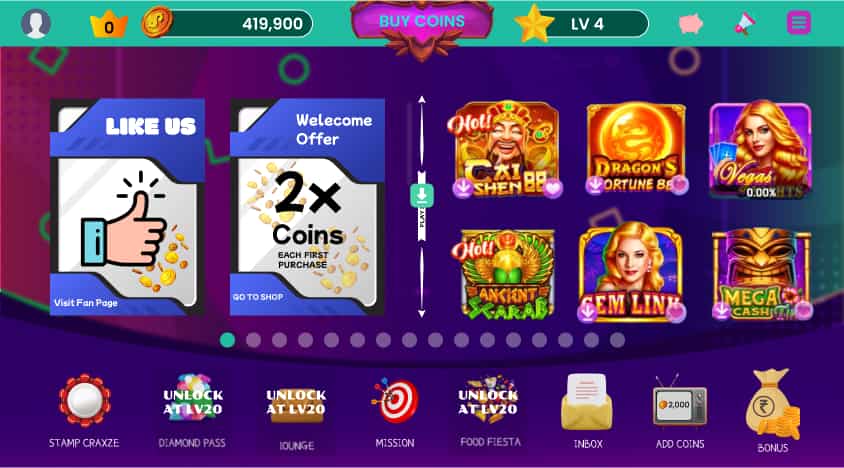 Online betting and casino dashboard in Golden Casino clone app